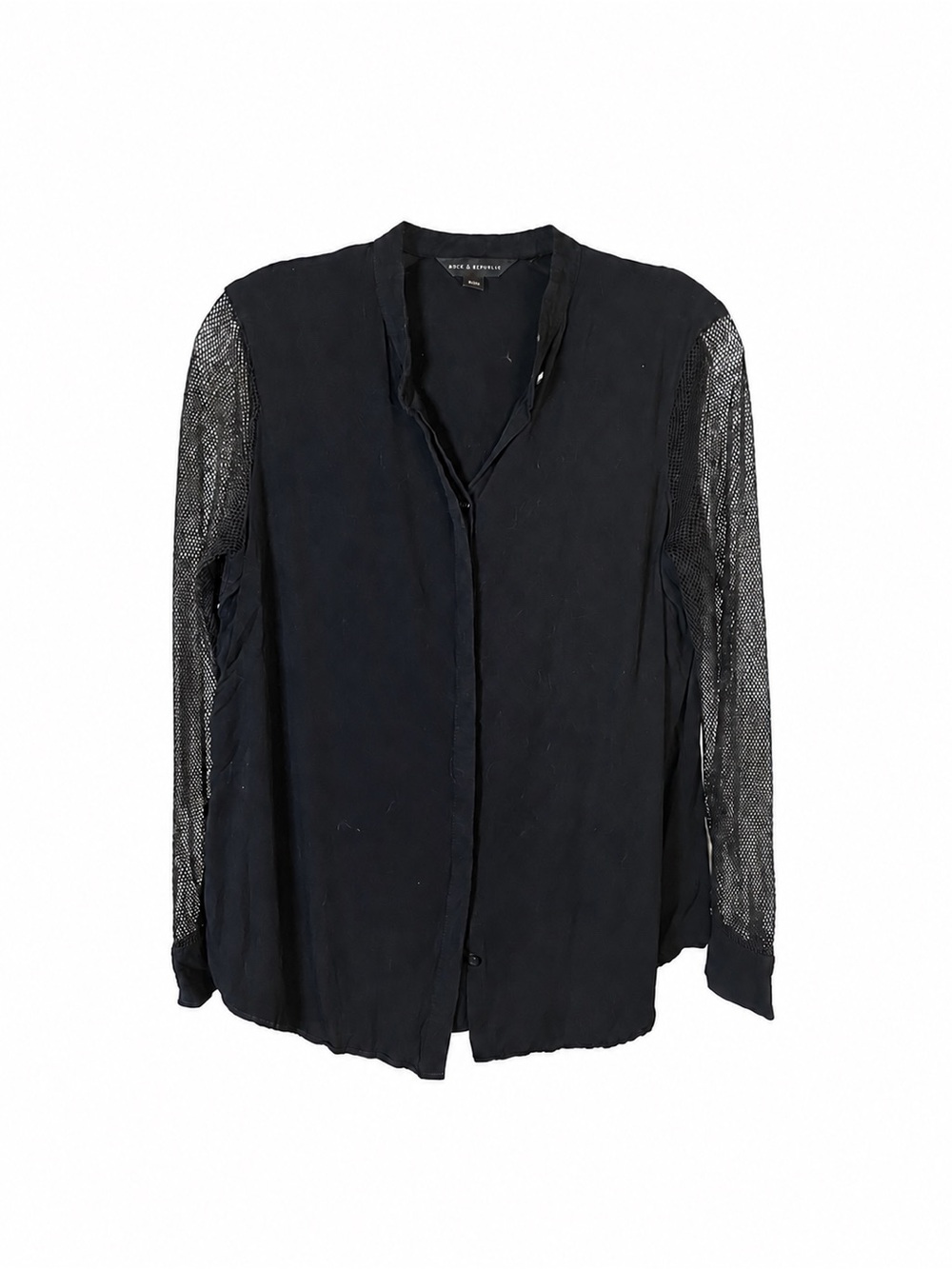 Rock & Republic Black Sheer-Sleeve Blouse
